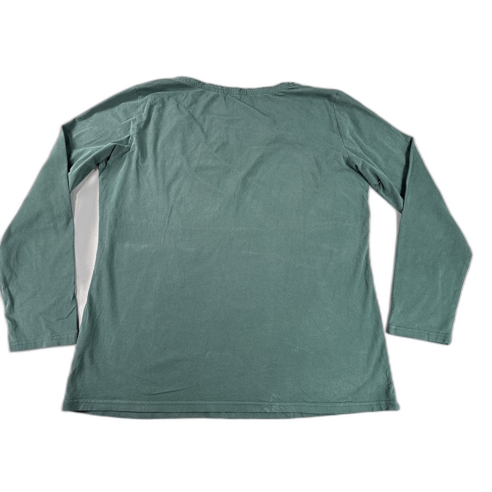 SMALLSHOW Crewneck Long Sleeve Top Womens XL Dark Green Cotton Regular Fit Slim - Picture 2 of 8